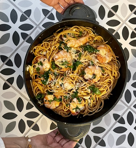 receta de pasta con gambas 