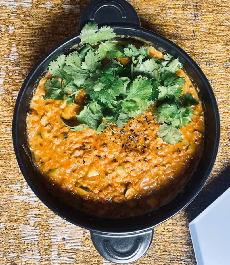 lentejas rojas con leche de coco